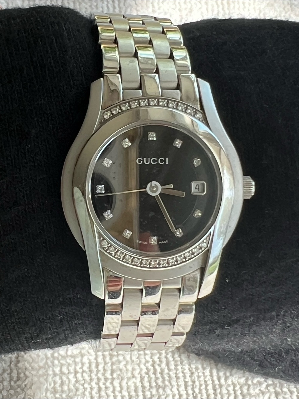 Vintage Gucci 5500L G-Class Watch Black Dial Diamond Bezel 11P Markers (27mm)